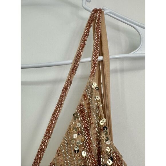 Mac Duggal NWT size 8 SEQUINED SPAGHETTI STRAP COWL BACK GOWN style 10932 - Picture 9 of 17